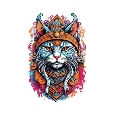 chat guerrier transfert thermocollant impression dtf flex textile