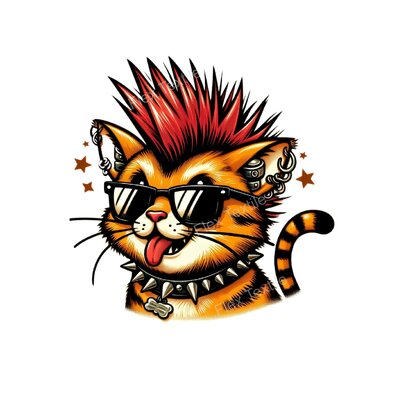 chat punk humour transfert thermocollant impression dtf flex textile