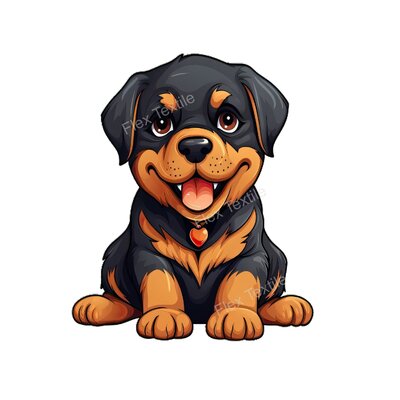 chiot rottweiler cute transfert thermocollant impression dtf flex textile