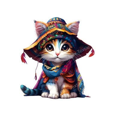 chat chapeau foulard transfert thermocollant impression dtf flex textile