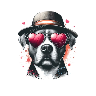chien chapeau coeurs transfert thermocollant impression dtf flex textile