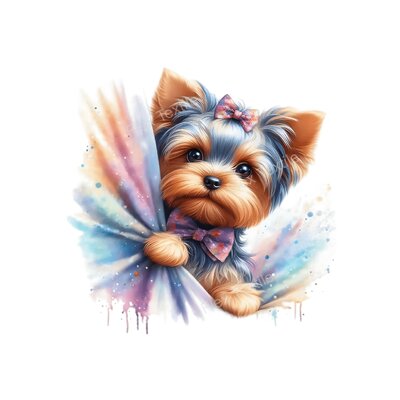 chien yorkshire noeuds transfert thermocollant impression dtf flex textile