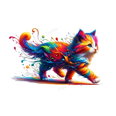 chat couleurs transfert thermocollant impression dtf flex textile