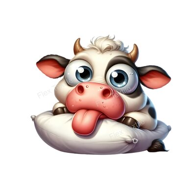 vache langue oreiller transfert thermocollant impression dtf flex textile
