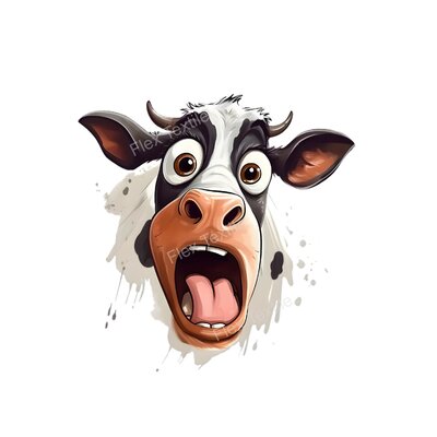 vache étaonnée humour transfert thermocollant impression dtf flex textile