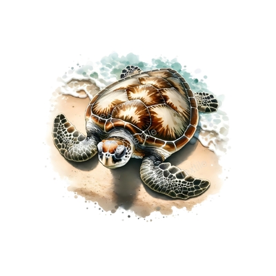 tortue mer plage transfert thermocollant impression dtf flex textile