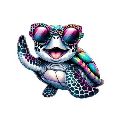 tortue mer lunettes transfert thermocollant impression dtf flex textile
