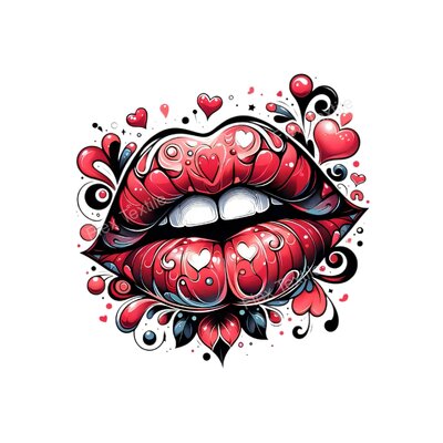 bouche coeurs transfert thermocollant impression dtf flex textile