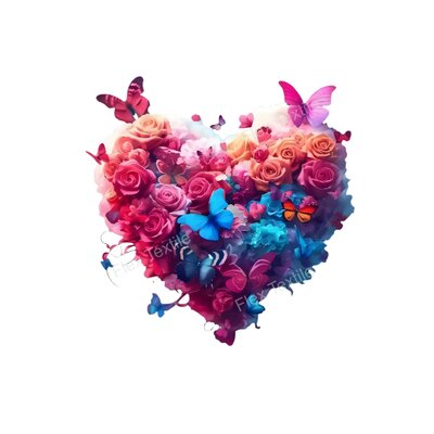 coeur fleurs papillons transfert thermocollant impression dtf flex textile
