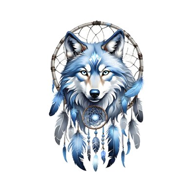 attrape rêve loup plumes transfert thermocollant impression dtf flex textile
