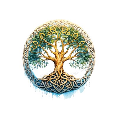 arbre cercle celtique transfert thermocollant impression dtf flex textile