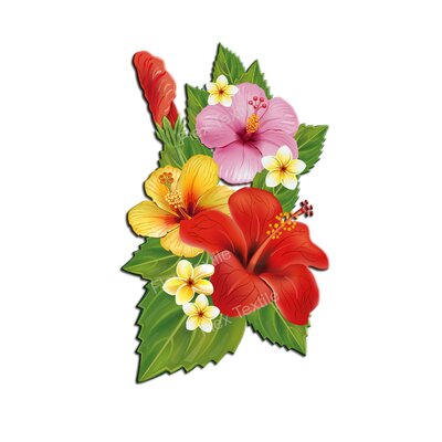 bouquet hibiscus transfert thermocollant impression dtf flex textile