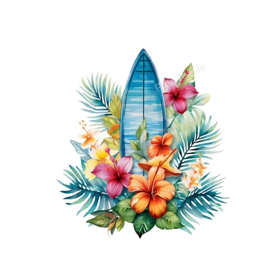 planche surf fleurs transfert thermocollant impression dtf flex textile