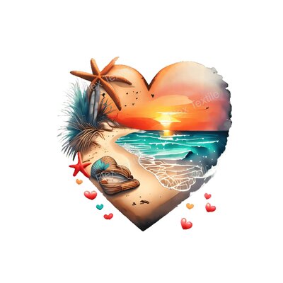 plage coeur transfert thermocollant impression dtf flex textile