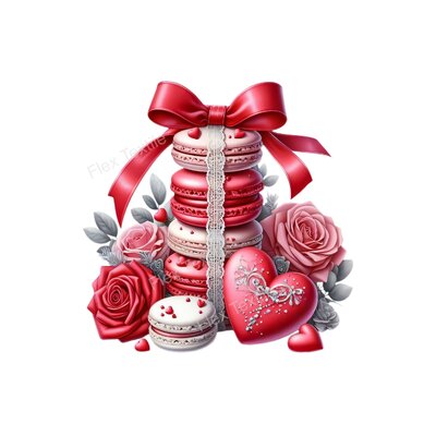 macarons coeurs transfert thermocollant impression dtf flex textile