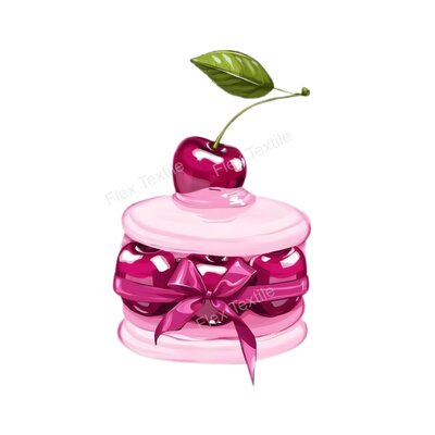 macaron cerise transfert thermocollant impression dtf flex textile