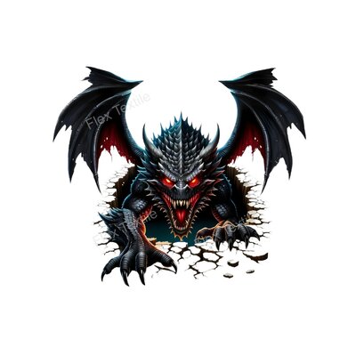 dragon monstre transfert thermocollant impression dtf flex textile