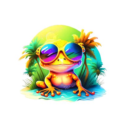 grenouille lunettes transfert thermocollant impression dtf flex textile