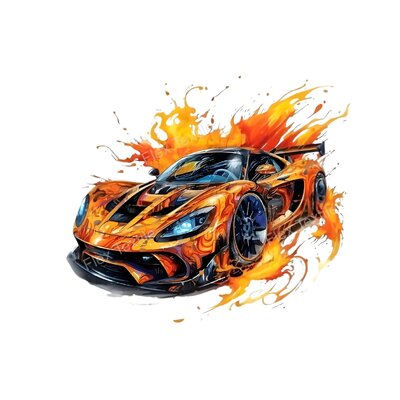 voiture orange transfert thermocollant impression dtf flex textile