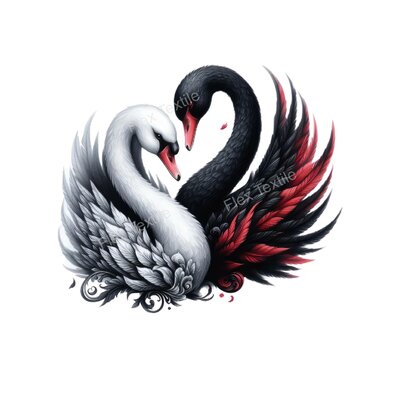 cygnes blanc et noir transfert thermocollant impression dtf flex textile