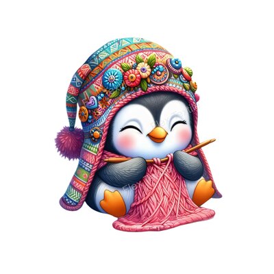 pingouin bonnet tricote transfert thermocollant impression dtf flex textile