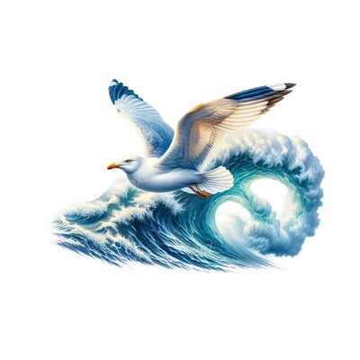 mouette vague transfert thermocollant impression dtf flex textile