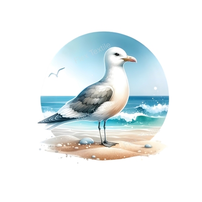 mouette plage transfert thermocollant impression dtf flex textile
