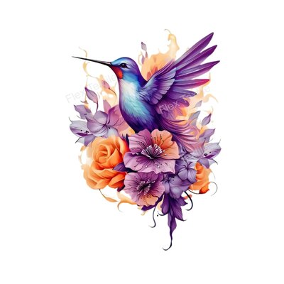 colibri fleurs transfert thermocollant impression dtf lfex textile