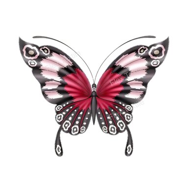 papillon rose et noir transfert thermocollant impression dtf flex textile