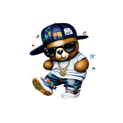 ourson dans casquette transfert thermocollant impression dtf flex textile