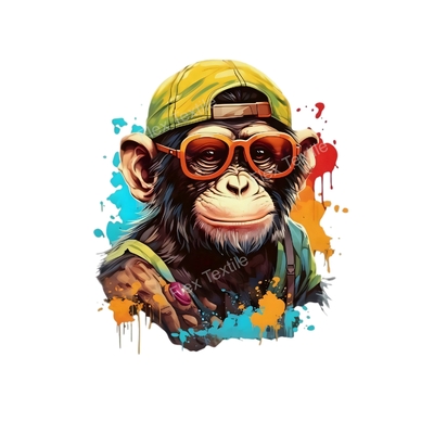 Singe casquette lunettes transfert thermocollant impression DTF flex textile