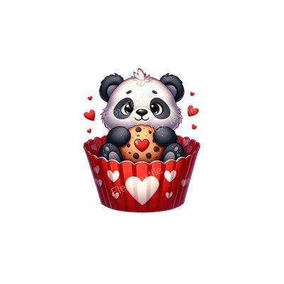 Panda cupcake transfert thermocollant impression DTF flex textile
