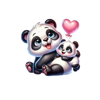 Panda bébé ballon transfert thermocollant impression DTF flex textile