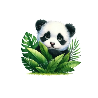 Panda feuilles transfert thermocollant impression DTF flex textile