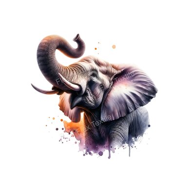 Elephant trompe levée transfert thermocollant impression DTF flex textile