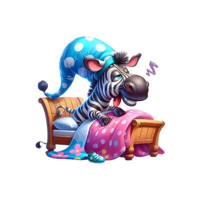 Zebre lit humour transfert thermocollant impression DTF flex textile