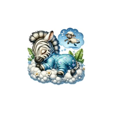 zebre dort nuage mouton transfert thermocollant impression DTF flex textile