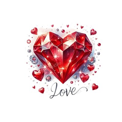 Cristal Coeur Love Transfert thermocollant Impression DTF Flex Textile