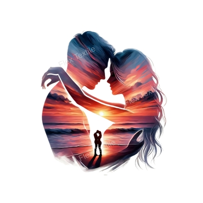 Couple Coucher Soleil transfert thermocollant impression dtf flex textile