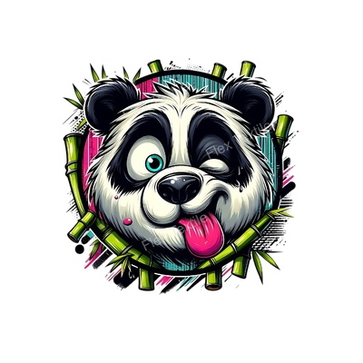 Tête Panda Grimace Transfert thermocollant impression dtf flex textile