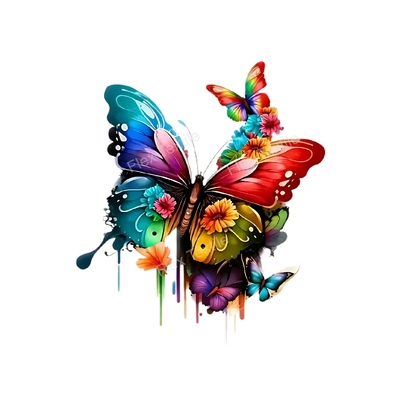 papillons fleurs colorés transfert thermocollant impression dtf flex textile