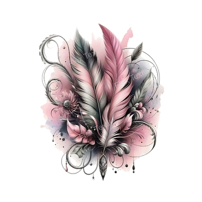plumes rose gris transfert thermocollant impression dtf flex textile