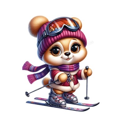 Ourson Ski transfert thermocollant impression dtf flex textile