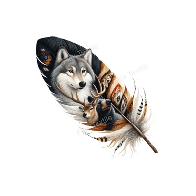 Plume Loup Ours Cerf Transfert thermocollant impression dtf flex textile