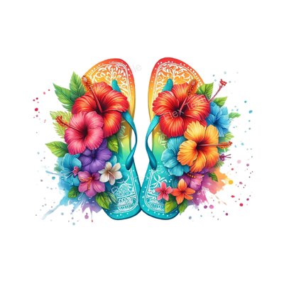 Tongs Fleurs Transfert thermocollant impression dtf flex textile
