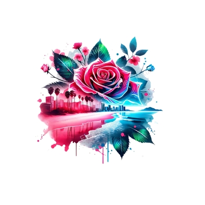 Rose Bord Plage transfert thermocollant impression dtf flex textile