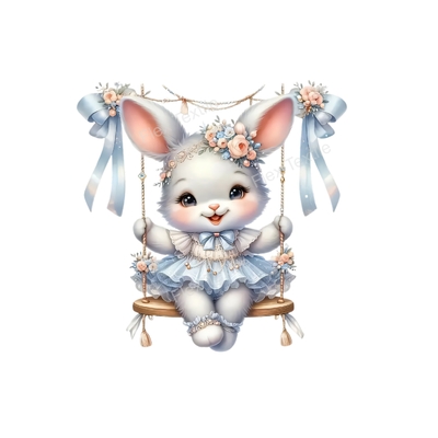 Lapin Balançoire transfert thermocollant impression dtf flex textile