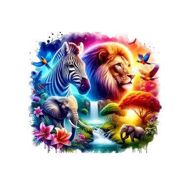 Animaux Sauvages Cascade Fleurs transfert thermocollant impression dtf flex textile