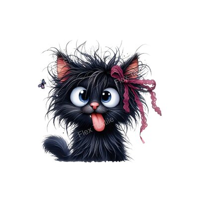 Chat Noeud Dentelle Langue transfert thermocollant impression dtf flex textile