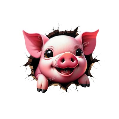 tête cochon humour transfert thermocollant impression dtf flex textile